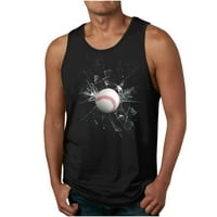 Majica za muškarce Big i visoki okrugli vrat bez rukava 3D bejzbol digitalni tisak za digitalni bluza