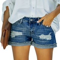 Traper šorc za žene traperice sa džepovima svijetlo plave rastezljive kratke hlače m