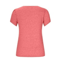 COFEEMO Ljetne majice za žene Modni tiskani V-izrez kratkih rukava za kratke rukave Bluze uzročno labave komisije Tunički pulover