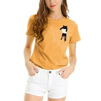 Ženska mačka Slatka grafička majica Majica Labavi bluza s kratkim rukavima Ležerne prilike pulover Dame