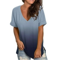 SayHi gradijentna majica V-izrez Ženski vrhovi labave rukave kratka modna casual ženska bluza aktivna