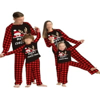 Capreze s dugim rukavima setovi Santa Claus Print Podudaranje obiteljske pidžame Set za žene Muškarci Dječji mekani elastični struk za spavanje Baggy Crew vrat noćna odjeća Crvena mama 2xl