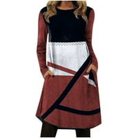 Haljina za žene - Print Dugi rukav Pulover Ležerne prilike sa labavom haljinom