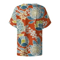 Olyvenn Ženska Trendy Tunic Dression Shees Cleance Summer Kratki rukav Tees Cvjetni grafički vrhovi
