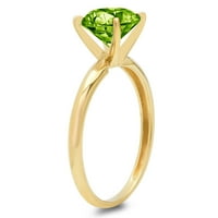 0,5ct okrugli rez zeleni prirodni peridot 14K žuti zlatni godišnjički angažman prsten veličine 6.5