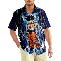 Muška havajska majica casual gumb down kratki rukav zmaj lopta goku redovna fit plaža 6xl plus