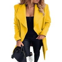 LUMENTO WOOGE kaput sa čvrstim bojama dugih rukava za dugih rukava dame Ležerne prilike odijelo CALLAR COLLAR Yellow S