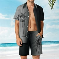 Anepal Men Gumb dole Skraćene ljetne majice s kratkim rukavima Regularne povoljne havajske majice, crna, s