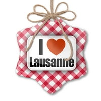 Božićni ukras I Love Lausanne Region: od Vaud, Švicarska Crveni plaid Neonblond
