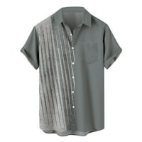 Muške lagane majice za lagane majice prema dolje Ležerne prilike kratkih rukava sa džepom udobne modne bluze Tee Grey XXXL