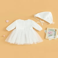 Suanret novorođenče za djevojčice haljina dugih rukava Butterfly tulle patchwork a-line haljina sa hat-om