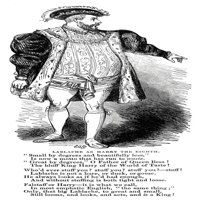 Luigi Lablache. Nitalian Operatic Bass. 'Luigi Lablache kao Henry VIII.' Graviranje drveta, 1842. Poster