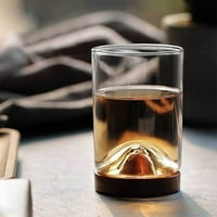 Staklena planina Fuji stil vinski čaša čašica sa drvenim dnom - infuziranje kafe, mlijeka, čaja