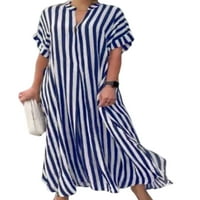 Noilla Women Maxi haljine V izrez duga haljina kratki rukav ljetni plažni sundoredri dame labave prugaste