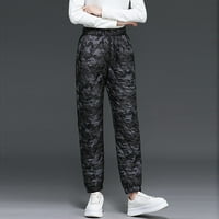 Puawkoer zimska maskirna labava i vitka plus termalne hlače svijetle pamučne pantalone za žene hlače
