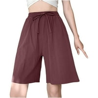 Ljetne kratke hlače za ženske ležerne pamučne posteljine koljena Dužina koljena Bermuda Hlače široke