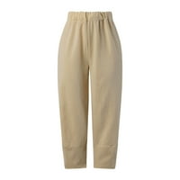 Plus sizenske posteljine pantalone Ljeto modne ležerne hlače od pune boje ravne široke pantalone za