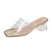 Ženske papuče - modne casual prozirne kristalne pete na otvorenom na otvorenim papuče cipele zlato 42