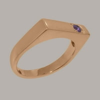 Britanska napravljena 18K ruž zlatni prsten sa prirodnim ametistom muškim prstenom - Opcije veličine
