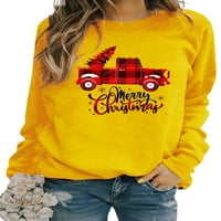 Paille žene pulover dugih rukava na vrhu posade vrat božićni duks modni odmor majica žuti s