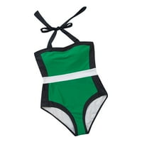 Dame za čišćenje ženskih kupaćih kupaćih patchwork dot bikini Kombali za kupaći kostim zeleni XL