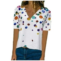 Leylayray ženska bluza Ženska majica Dot Print Casual majica kratki rukav vrhovi V-izrez prsluk bluza