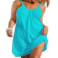 LUMENTO Žene bez rukava sa rukavima za majice Ljeto obična plaža Sundress Light Blue XL