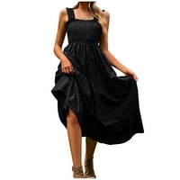 Ljetne haljine plus veličina haljina za plape za vrapnu izrez prozračna crna m