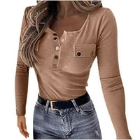 Ženski bluze s dugim rukavima plus veličina Bluza Grafički printira Ženske plus košulje Henley Ljetni