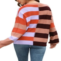 Ženski pad pulover džemper vrhovi, prugasti ispis slatko mekane dugih rukava toplim ručicama
