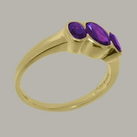Britanci napravio je 10k žuto zlatni prsten s prirodnim ametistom Ženski prsten - veličine opcija -