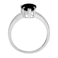 1.0ct kruška izrezana crna prirodna na 18K bijeloj zlatni godišnjici zaručničke prstene veličine 6