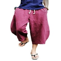 Muški kapri hlače elastične struke pantalone od papirne boje harem hlače lagana dna spol sportovi Capris