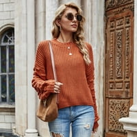 Dolith Jesen, Zimski kardigan džemperi za žene, plus, predimenzionirani, topli, narandžasti, kratki