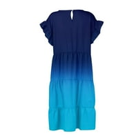 Ljetne haljine za prodaju za žene plus veličine Kratki rukav Ispis blede boja haljina okrugla izrez