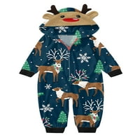 Hirigin Porodica koja odgovara Božićne pidžame Jumpsuits Crtani Elk Santa Snowflake jelena s kapuljačom