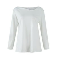 Feterrnal ženska majica bluza moda casual nepravilna V-izrez pune boje dugih rukava s dugim rukavima