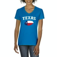 - Ženska majica s kratkim rukavima V-izrez - Teksaška zastava