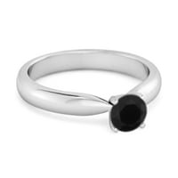 Solitaire 0. CTS okrugli rez crni spinel sterling srebrna obećava ženski prsten