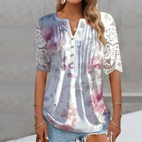 Ženska ljetna povremena majica V-izrez scoop Tunic vrhovi za gamaše labavo bluzu
