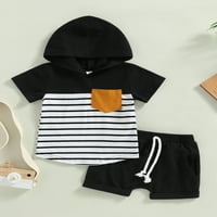 Huakaishijie Baby Boy Summer Kratki set odjeće, majica s kapuljačom kratkih rukava i kratkim hlačama