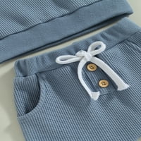 Dojenčad za dječake Ljetna odjeća odjeća od punog boja gumba za posade vrat kratkih rukava i elastični