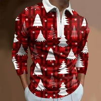 Muški božićni za slobodno vrijeme Udoban 3D digitalni tisak Odmor na polupansionu, košulju s dugim rukavima