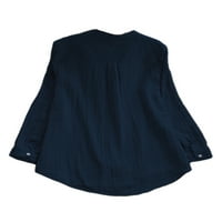 Glonme Women Henley Nepravilna majica od ruba Labava ured Bluza V izrez plaže Majice Tops Blue XL
