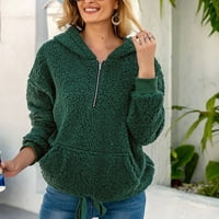 Hoodies sa zatvaračem za žene ženska flanela patentna čipka dugih rukava ležerna dukserica pulover gornji