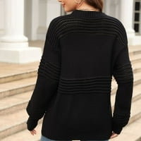 Ženski pleteni šuplji džemperi Crochet dugih rukava Elegantni čvrsti puloveri Proljeće Jesen Ležerne