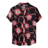 Muške modne majice dole Ležerne prilike ljetne top košulje Hawaii Dugme Ispisana košulja Kratki rukav