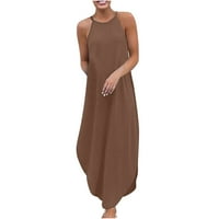 Ležerne ljetne haljine za žene Maxi haljine za žene Sarong Fit & Flare Camisole Brown 3xl