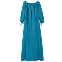 Podplug Ljetna haljina za žene, ženska plus veličina dnevna casual otvorena ramena vintage čvrsta boja
