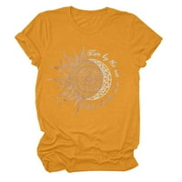 Ženski vrhovi okrugli dekolte Ženske bluze Modni grafički otisci Ljetne kratke majice TUNIC TUNIC TEE Narančasta L